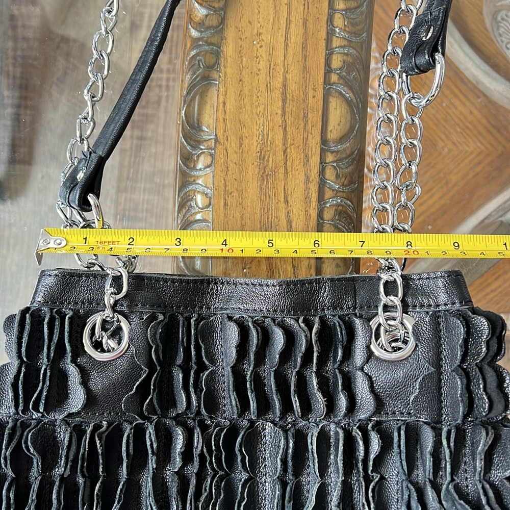 Ameri Leather Duffle Bag Black With Silver Chain … - image 6